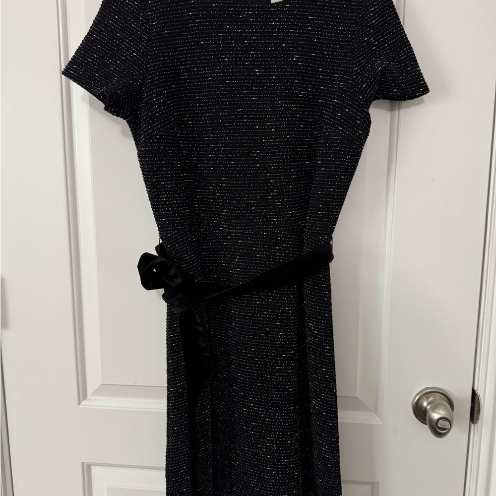 LOFT Black Sheath Dress with Tie Front